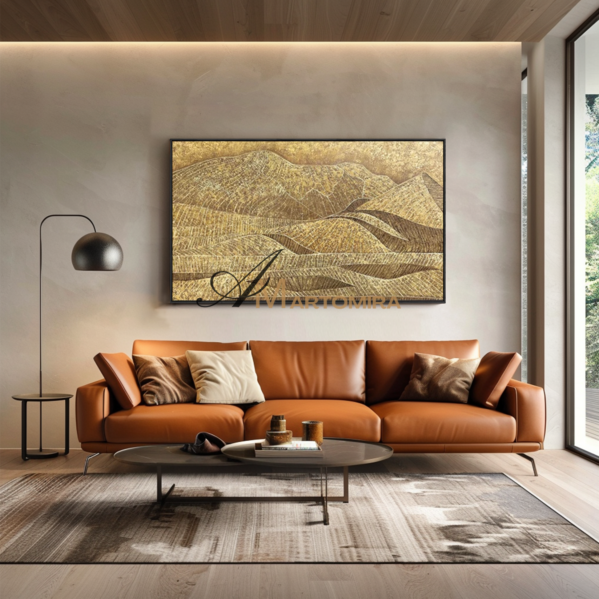 Abstract Landscape Painting | Gold Wall Art | Mountain Landscape | Art Acrylic Wall Art #MF095
