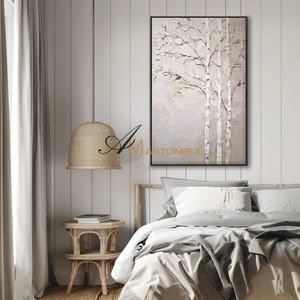 Tree Wall Art | Extra Large Canvas Wall Art | Nature Art Landscape | Beige Wall Art #MF096