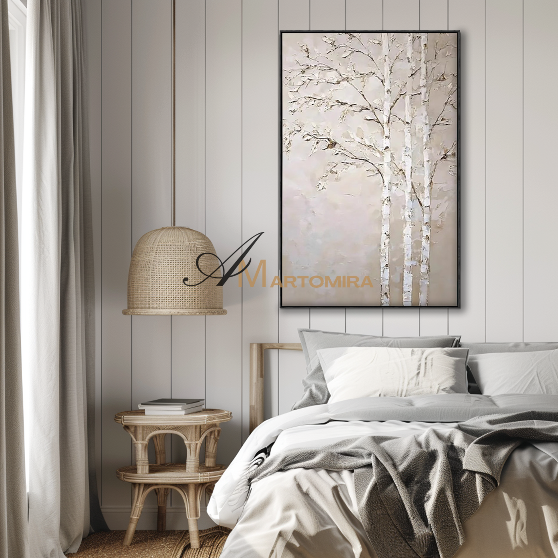 Tree Wall Art | Extra Large Canvas Wall Art | Nature Art Landscape | Beige Wall Art #MF096