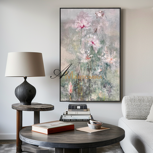 Flower Canvas Painting | Impressionist Flowers | Floral Wall Art For Living Room | Acrylic Paint #MF088