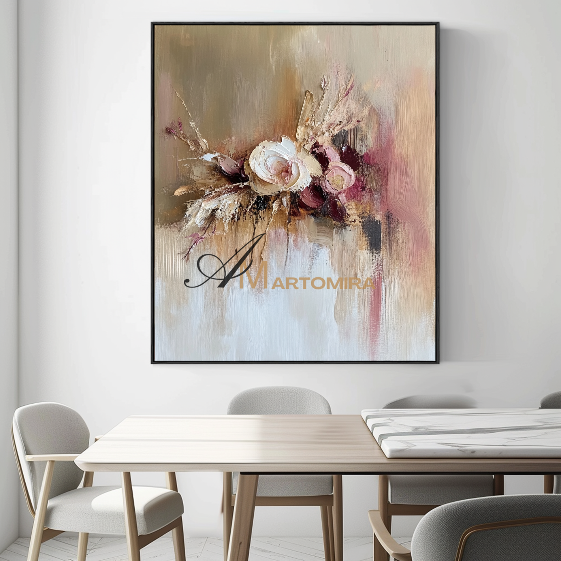 Abstract Flower Paintings | Pink Flower Painting | Large Painting For Living Room | Abstract Art #CF113