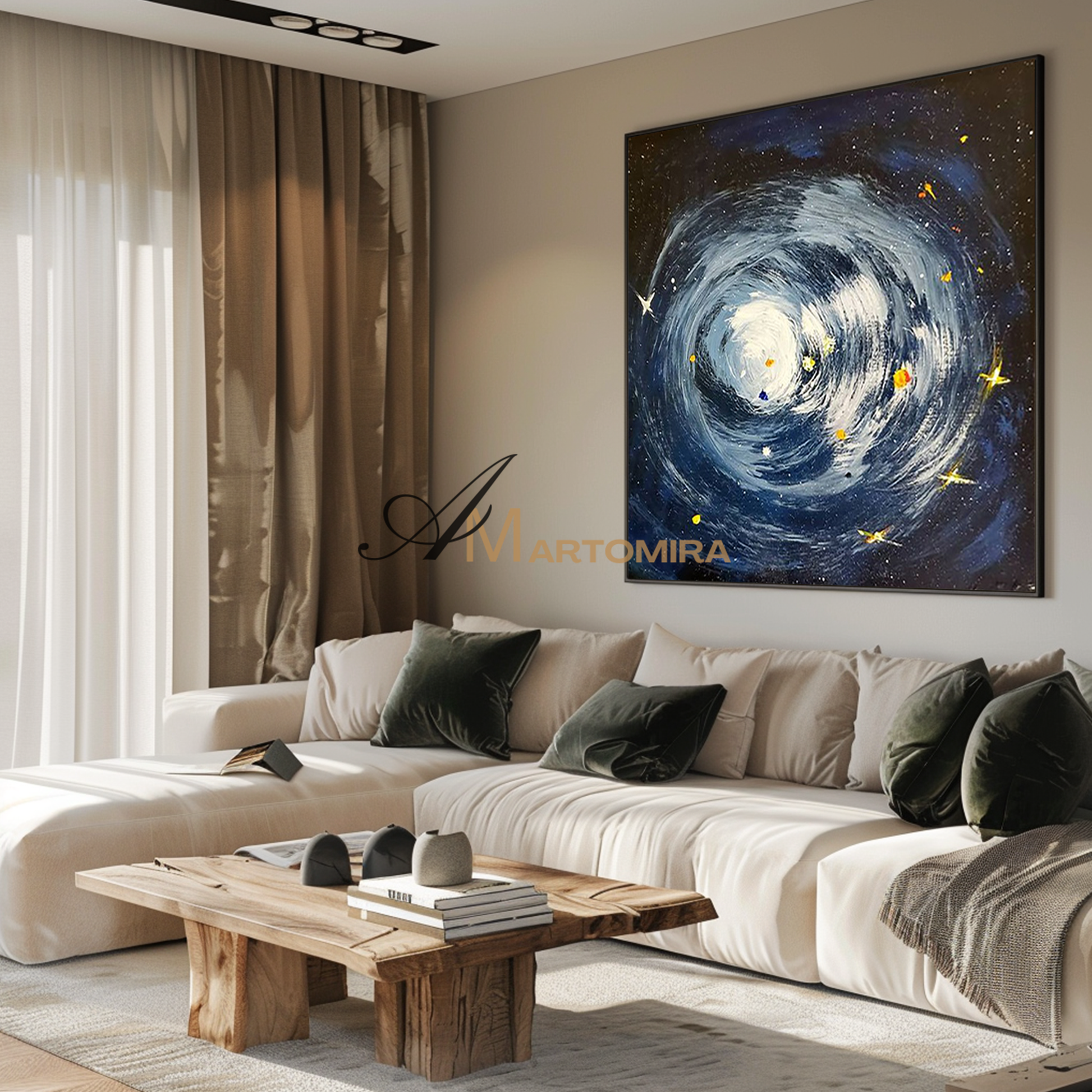 Starry Wall Art | Cosmic Painting | Blue Wall Art | Painting Children'S Rooms | Modern Wall Decor Art #MF122