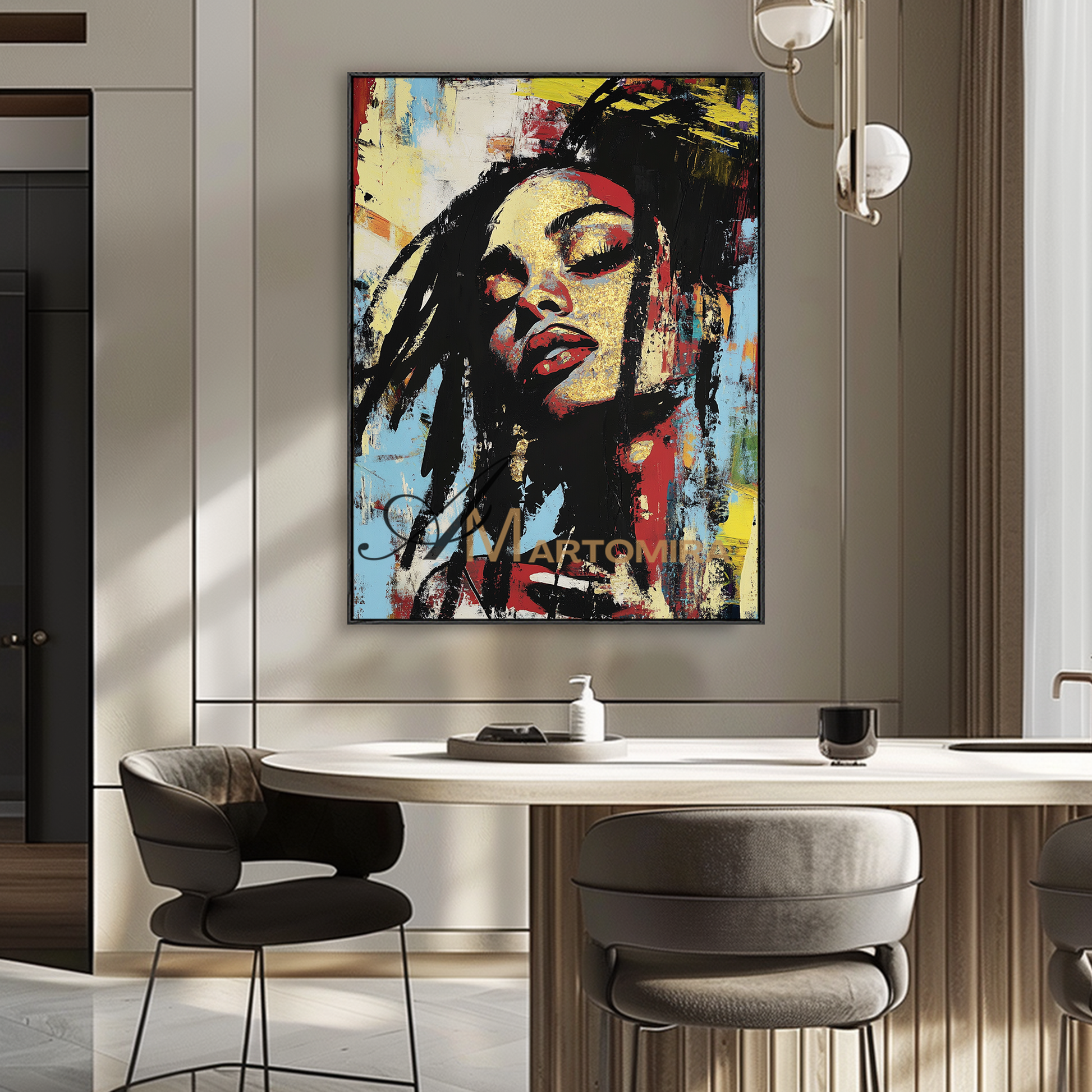 Painting Art Woman | Modern Portrait Artists | Black Woman Canvas Wall Art | Modern Abstract Wall Art #AP133
