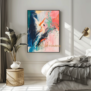 Crane Painting | Large Colorful Wall Art | Abstract Painting For Living Room | Canvas Wall Art #CA083