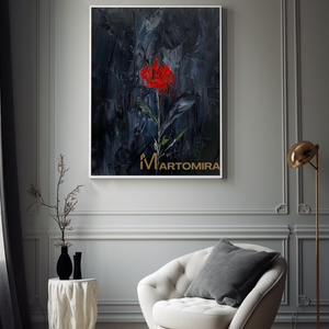Abstract Painting Floral | Textured Wall Art | Rose Canvas Wall Art | Large Canvas Floral Wall Art #MF121