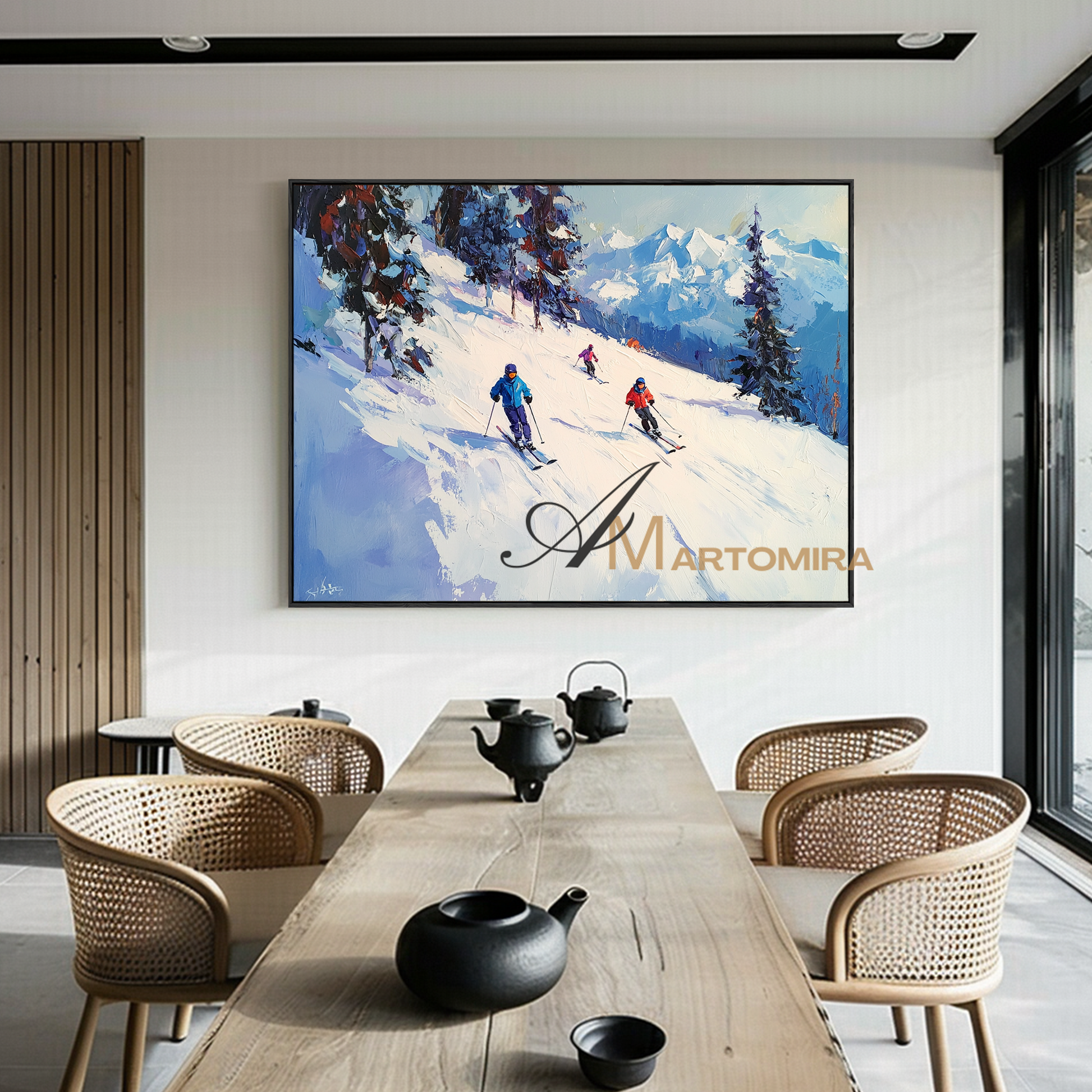 Landscape Wall Art | Snowy Landscape Art | Snow Mountain Painting | Ski Painting | Canvas Painting Wall Decor #CL100