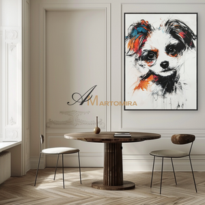 Dog Portrait Painting | Animal Paintings | Animal Wall Art Black And White | Modern Art #CA087