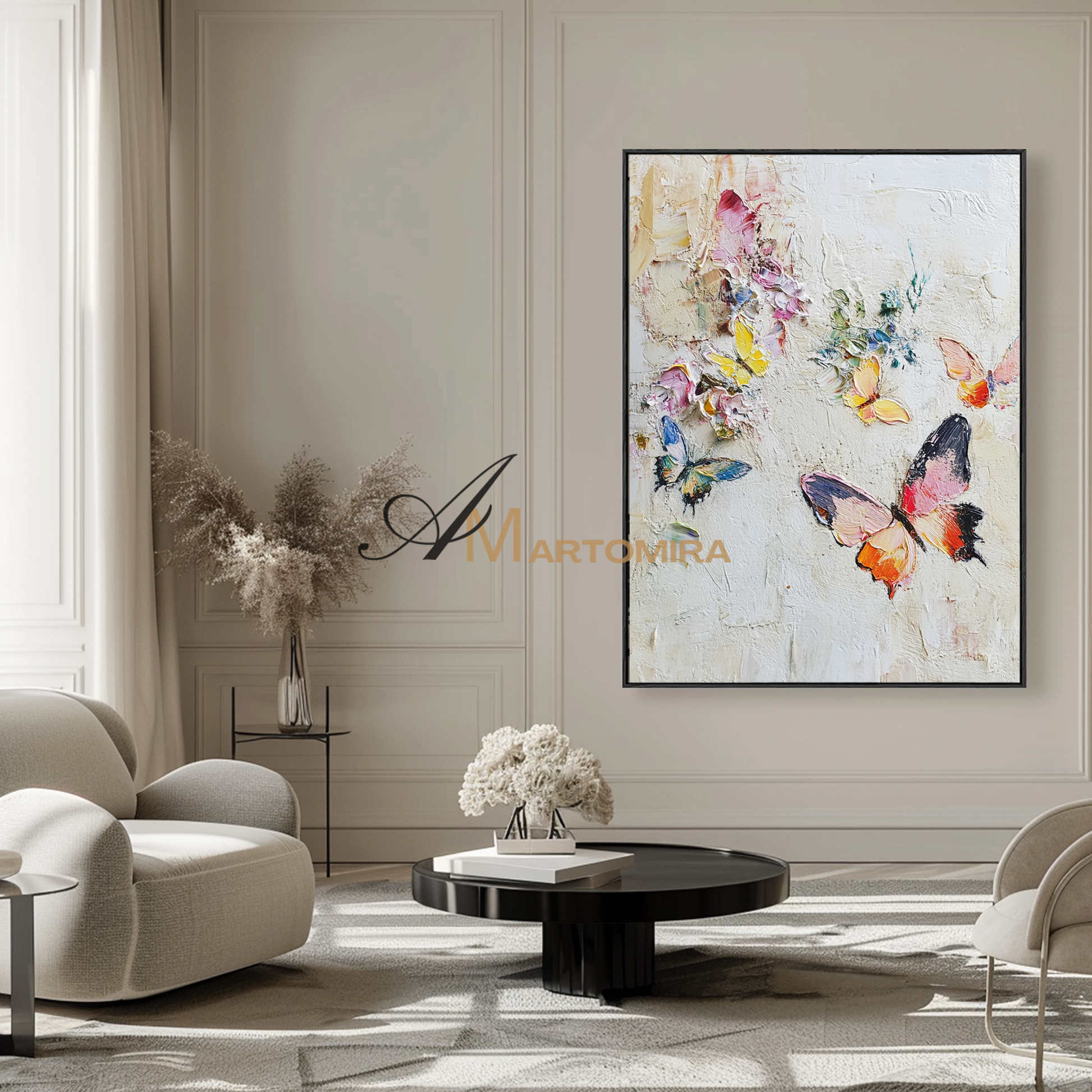 Butterfly Wall Art Decor | Large Textured Wall Art | Colorful Abstract Wall Art | Original Oil Paintings #CA084