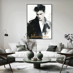 Portrait Painting | Portrait Of A Man | Black And White Canvas Art | Wall Art Decor #AP128