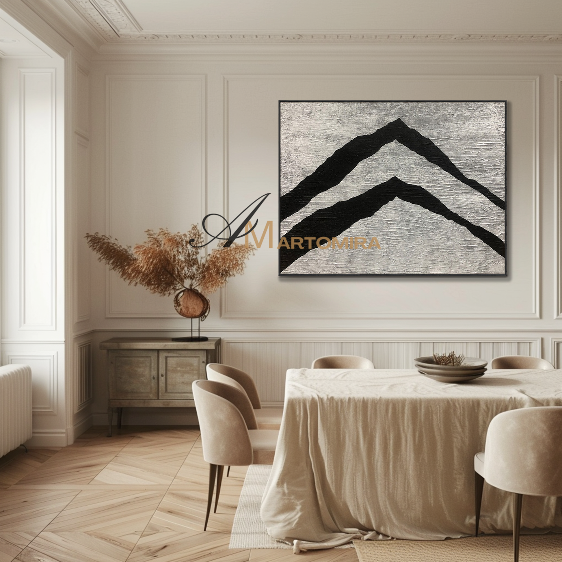 Textured Wall Art | Abstract Painting Mountains | Black And Beige Wall Art | Decorative Wall Art #MF133