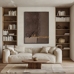 Wabi-Sabi Wall Art | Abstract Wall Art Paintings | Dark Brown Wall Art | Textured Wall Art Decor #MF136