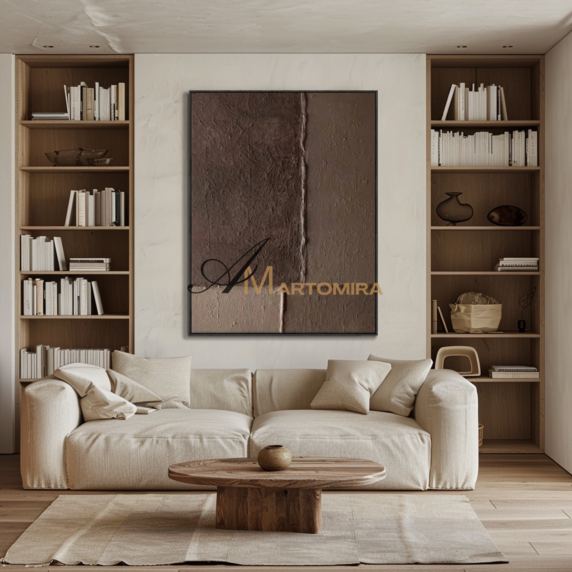 Wabi-Sabi Wall Art | Abstract Wall Art Paintings | Dark Brown Wall Art | Textured Wall Art Decor #MF136