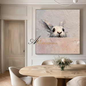 Rabbit Painting | Animal Paintings | Pink Wall Art | Large Animal Canvas Wall Art | Acrylic Paint #CA085