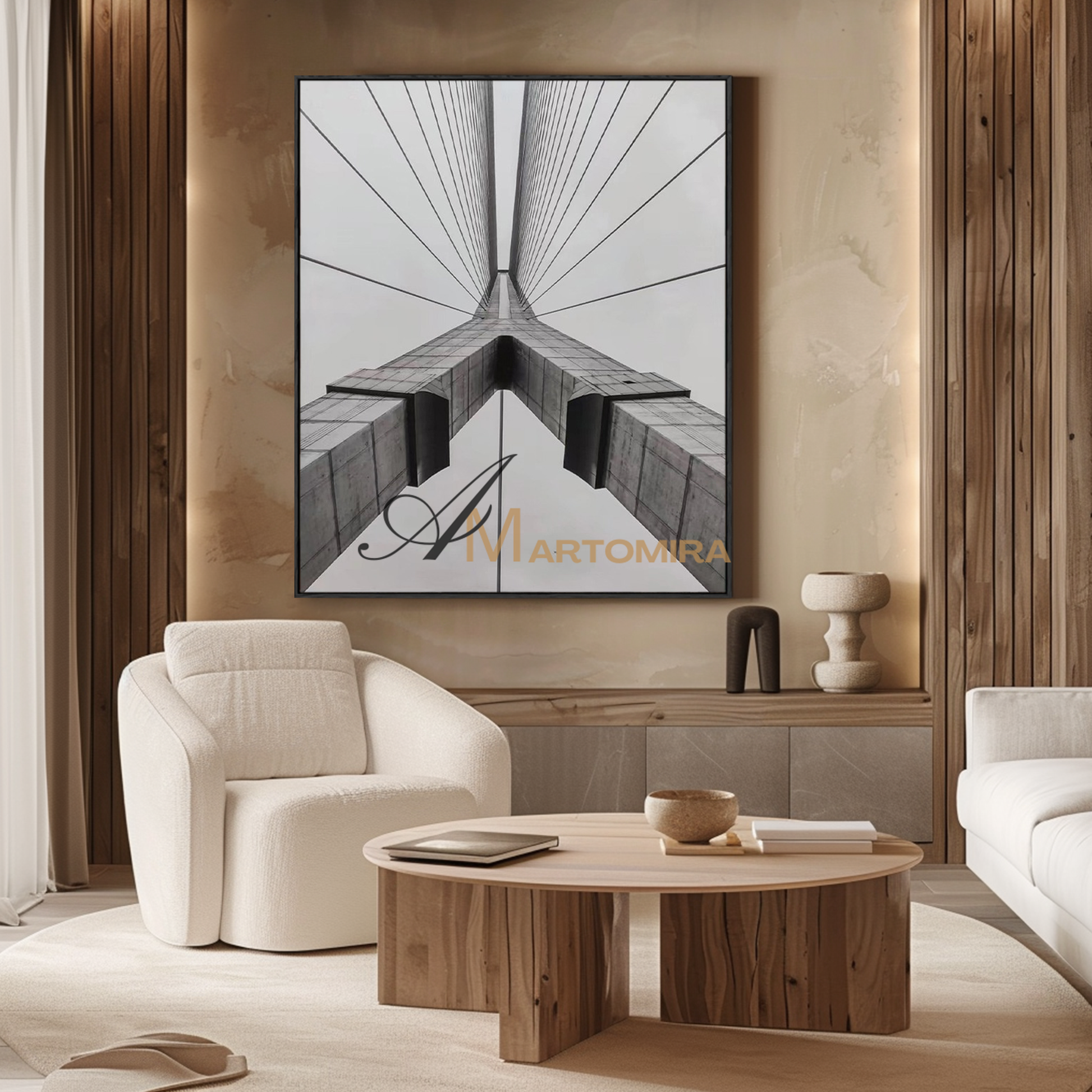 Abstract Wall Art | Bridge Painting | Minimalist Wall Art For Living Room | Black And White Art #MF140