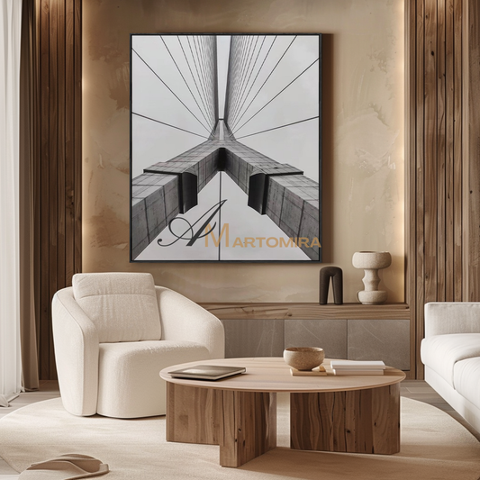 Abstract Wall Art | Bridge Painting | Minimalist Wall Art For Living Room | Black And White Art #MF140