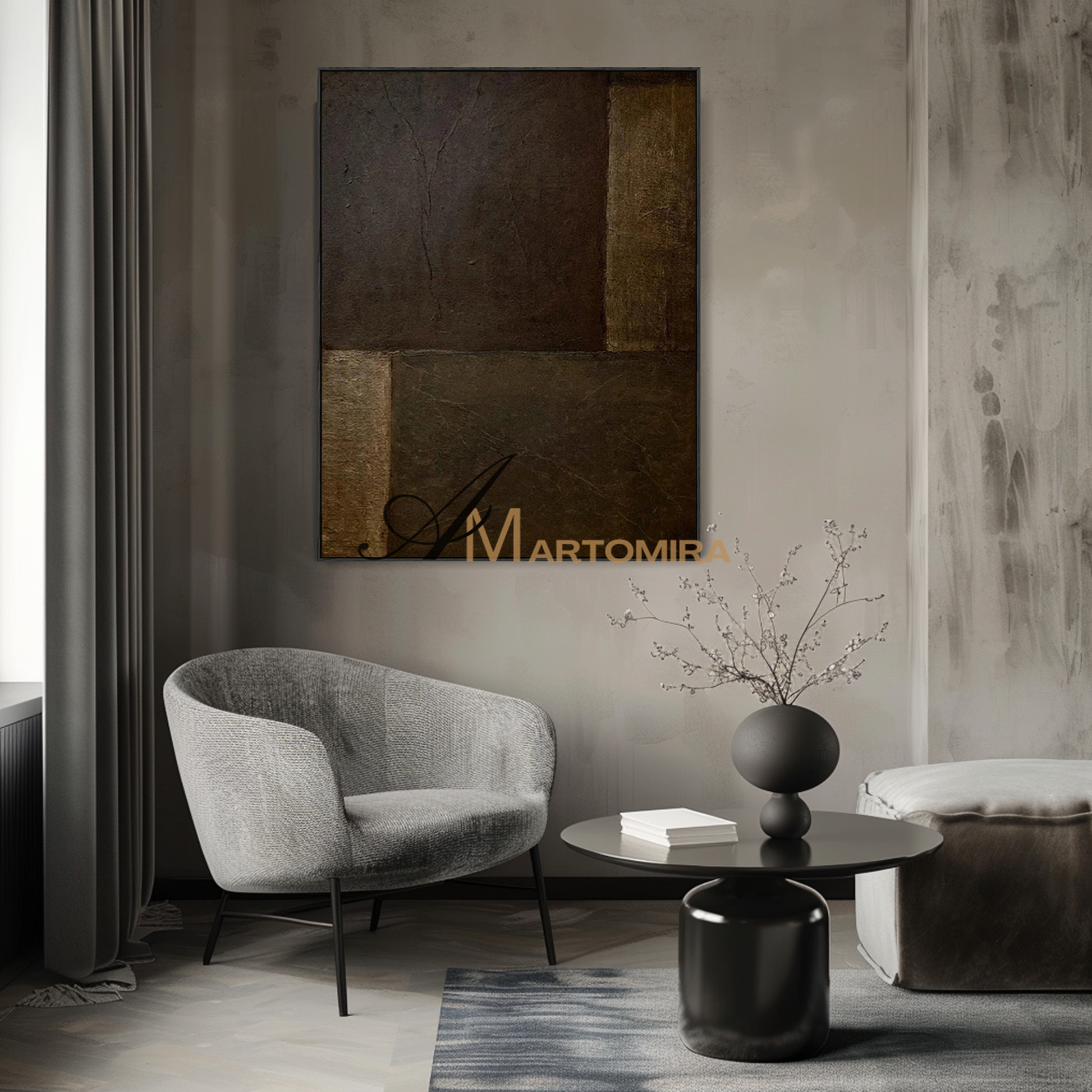 Wabi Sabi Wall Art | Abstract Wall Art | Large Textured Wall Art | Dark Brown Wall Art #MF115