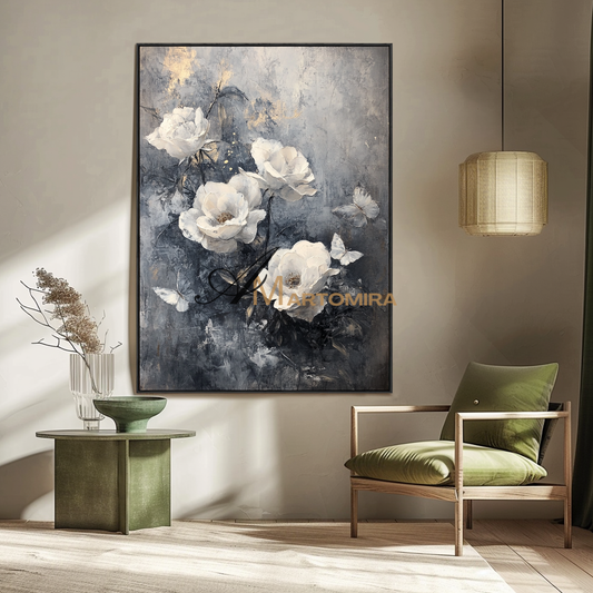 Acrylic Flower Painting | Abstract Art Wall Decor | Floral Wall Art For Living Room | Acrylic Paint #CF117