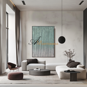 Abstract Wall Art | Bamboo Wall Art | Green And Blue Abstract Painting | Wall Decorations #MF134