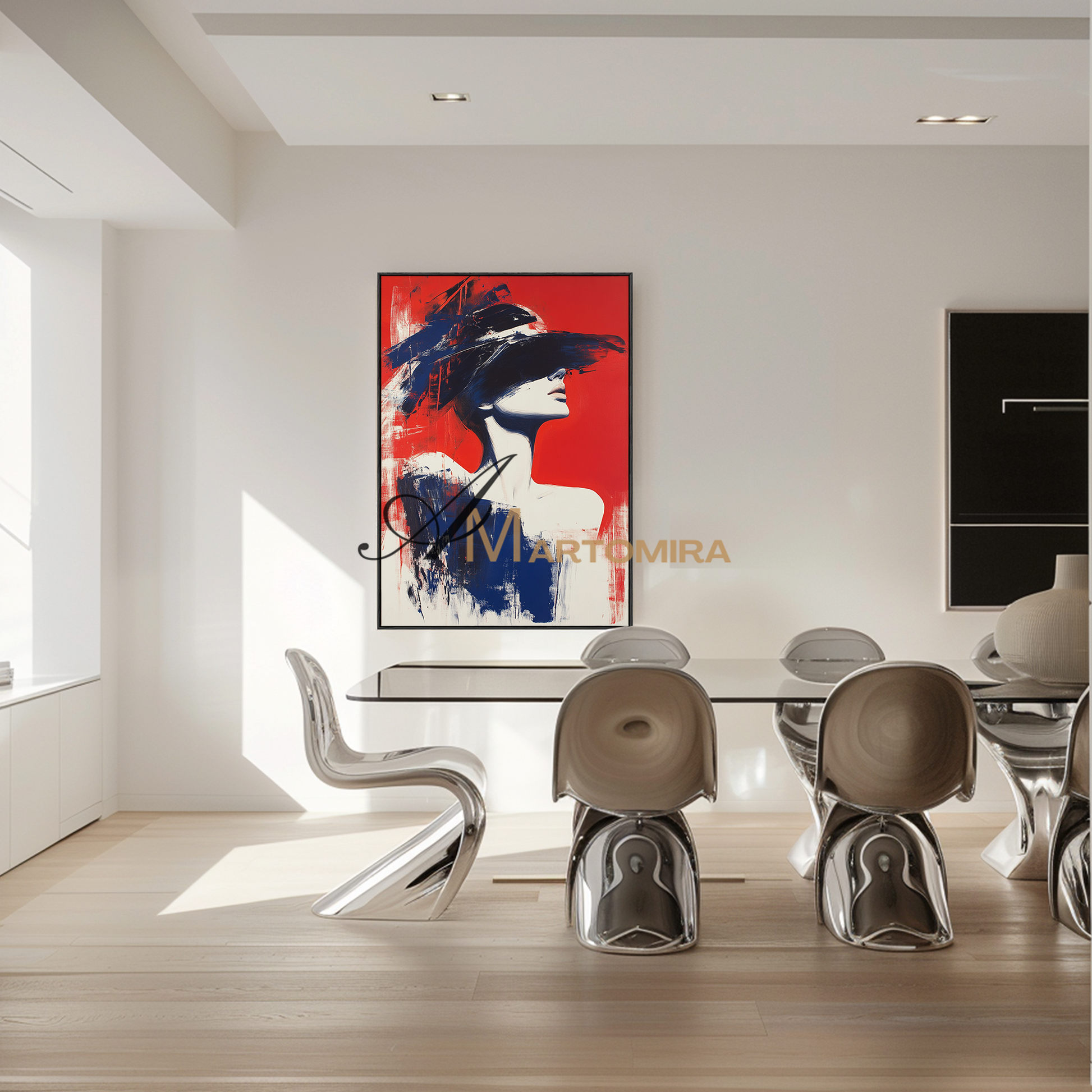 Painting Art Woman | Abstract Woman Painting | Red Abstract Wall Art | Large Painting For Living Room #AP126