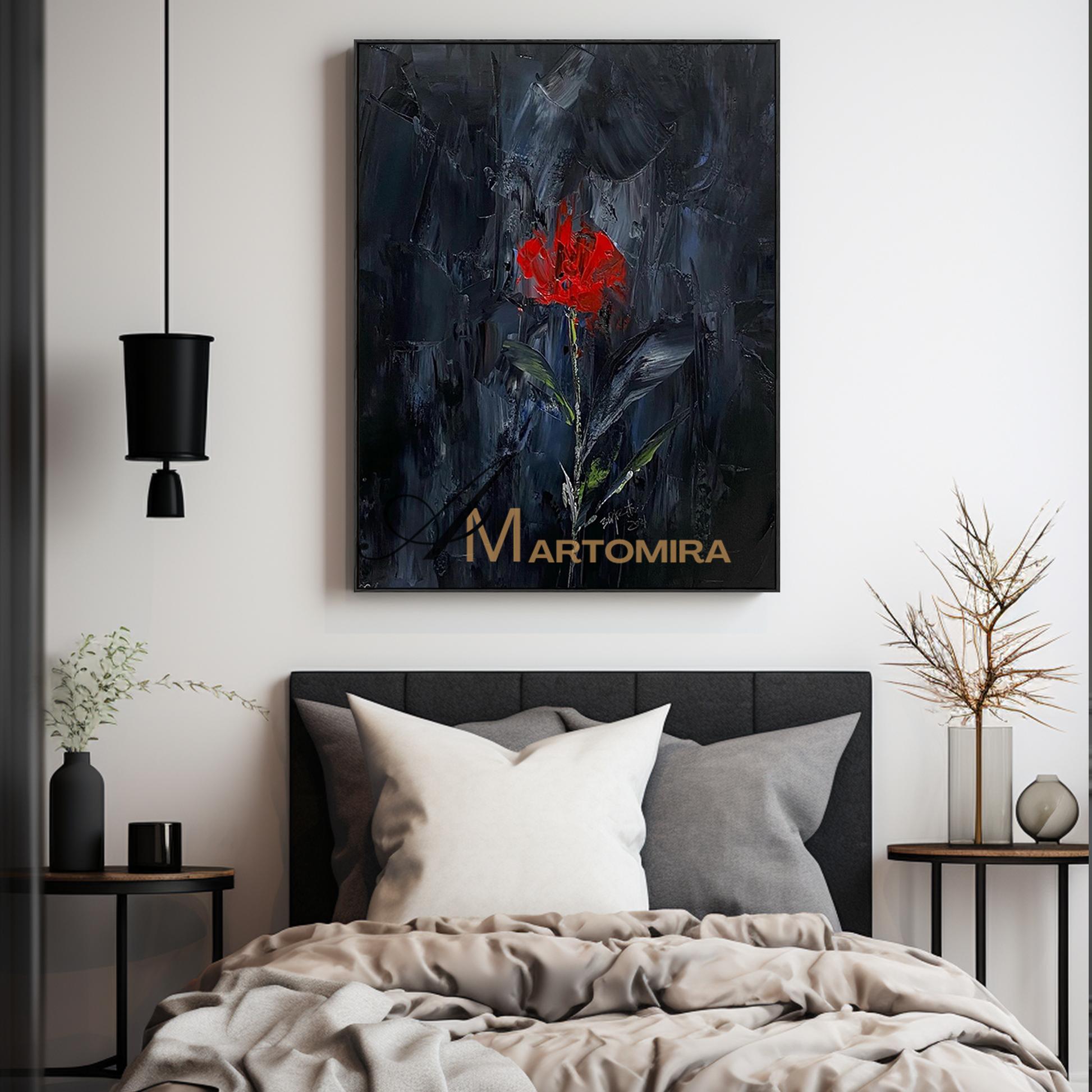 Abstract Painting Floral | Textured Wall Art | Rose Canvas Wall Art | Large Canvas Floral Wall Art #MF121