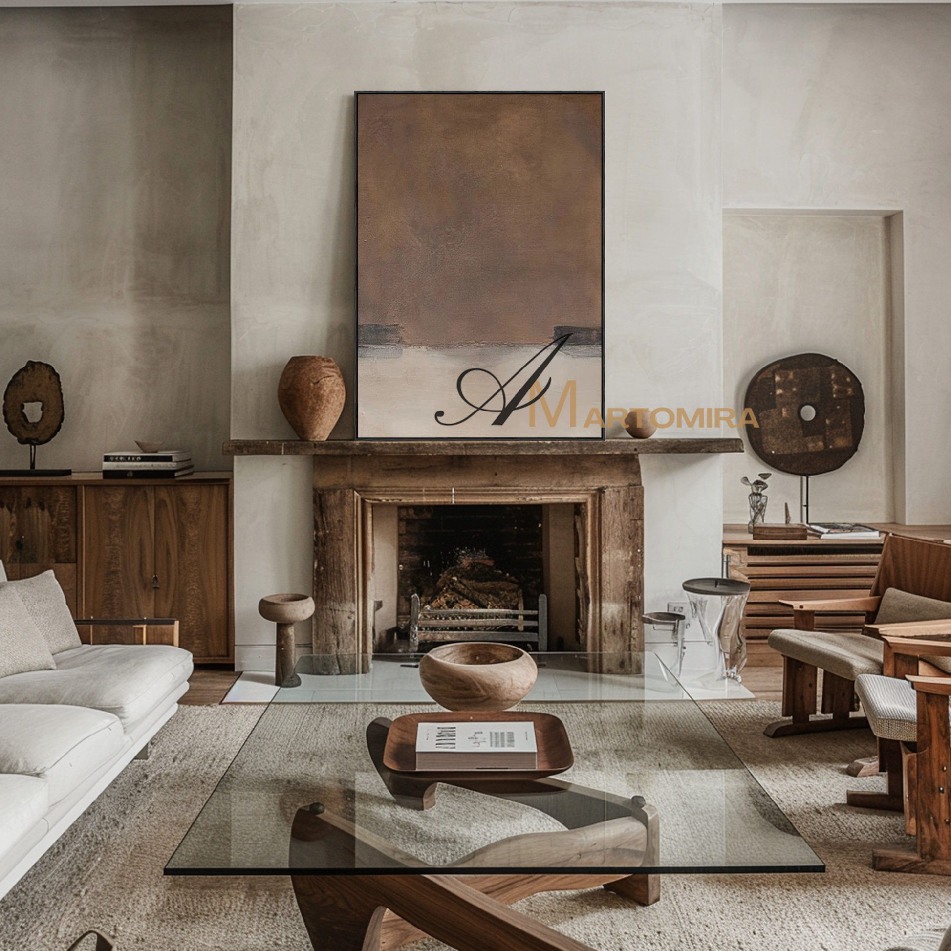 Wabi-Sabi Wall Art | Abstract On Canvas Paintings | Brown And Beige Wall Art #MF113