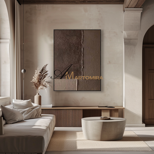 Wabi-Sabi Wall Art | Abstract Wall Art Paintings | Dark Brown Wall Art | Textured Wall Art Decor #MF136