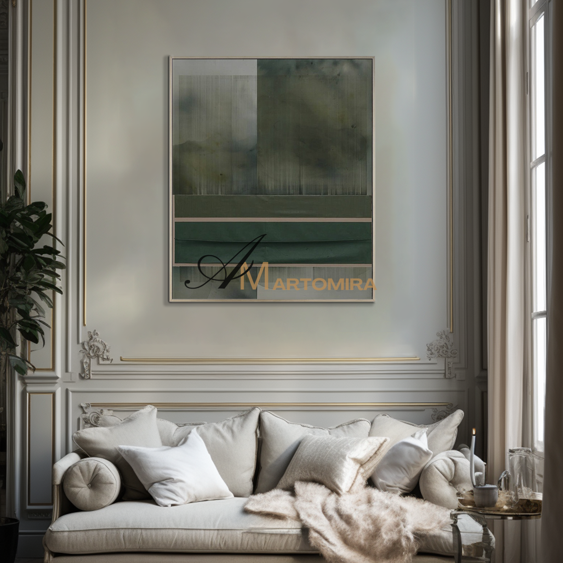 Large Abstract Wall Art | Contemporary Modern Wall Decor | Green Abstract Wall Art  #MF107