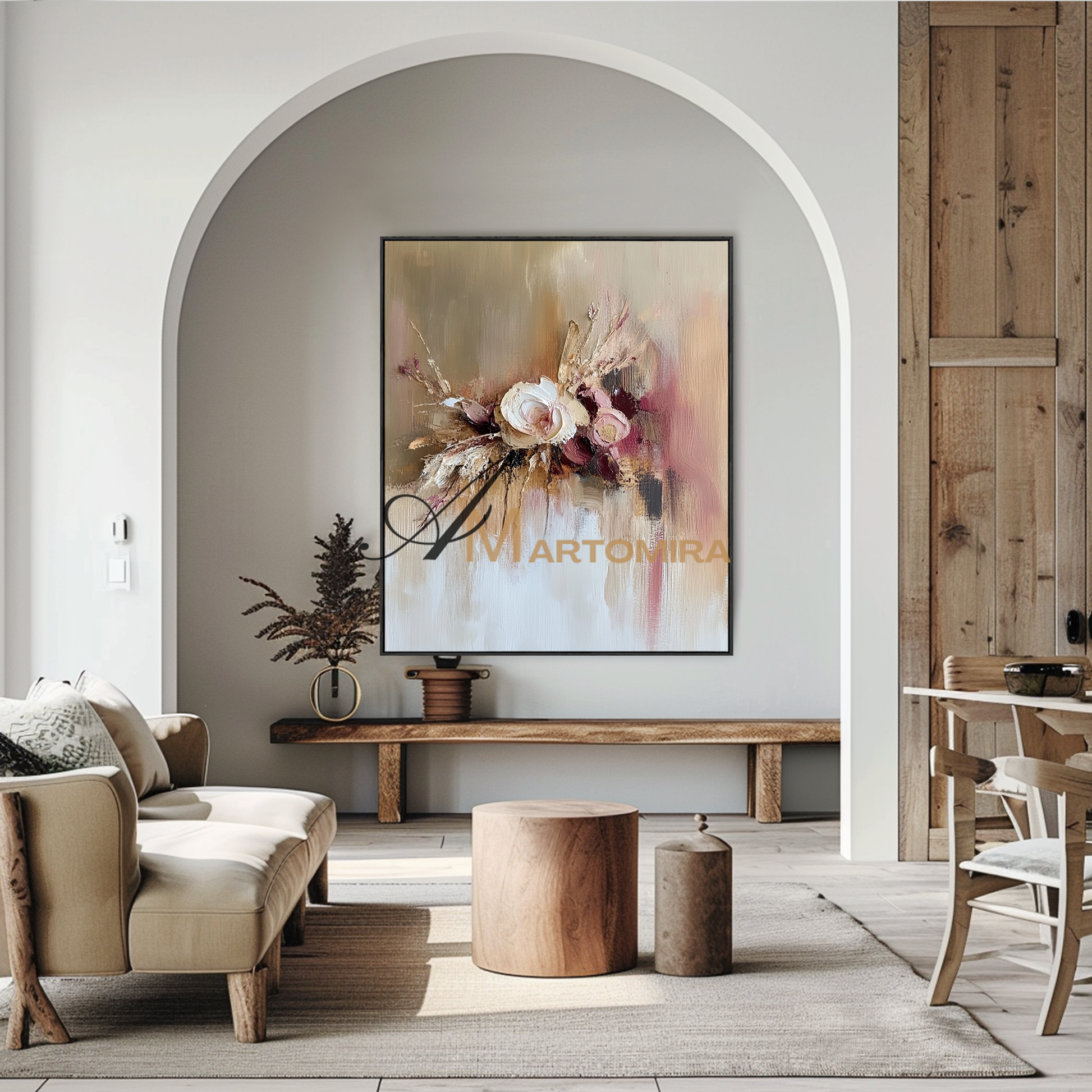 Abstract Flower Paintings | Pink Flower Painting | Large Painting For Living Room | Abstract Art #CF113