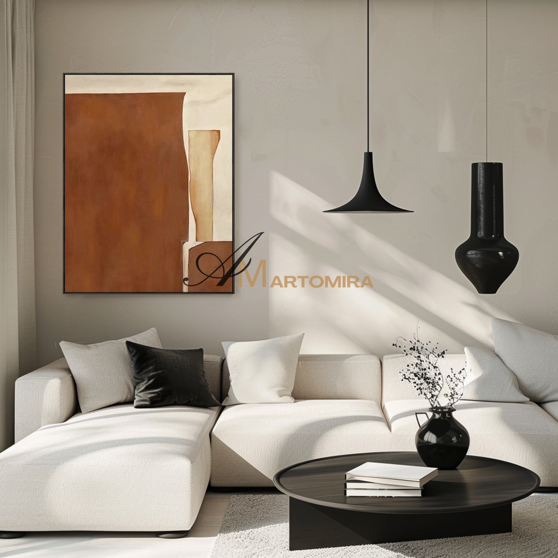 Minimalist Wall Art | Abstract Art Wall Decor | Wabi Sabi  Art | Brown And Beige Wall Art #MF111