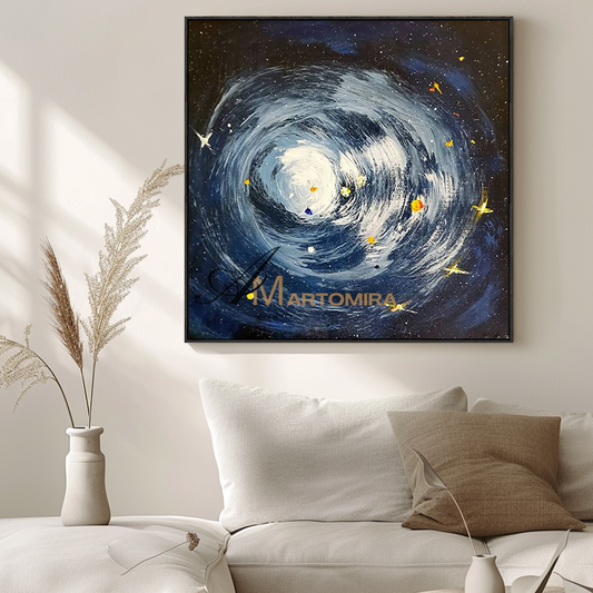Starry Wall Art | Cosmic Painting | Blue Wall Art | Painting Children'S Rooms | Modern Wall Decor Art #MF122