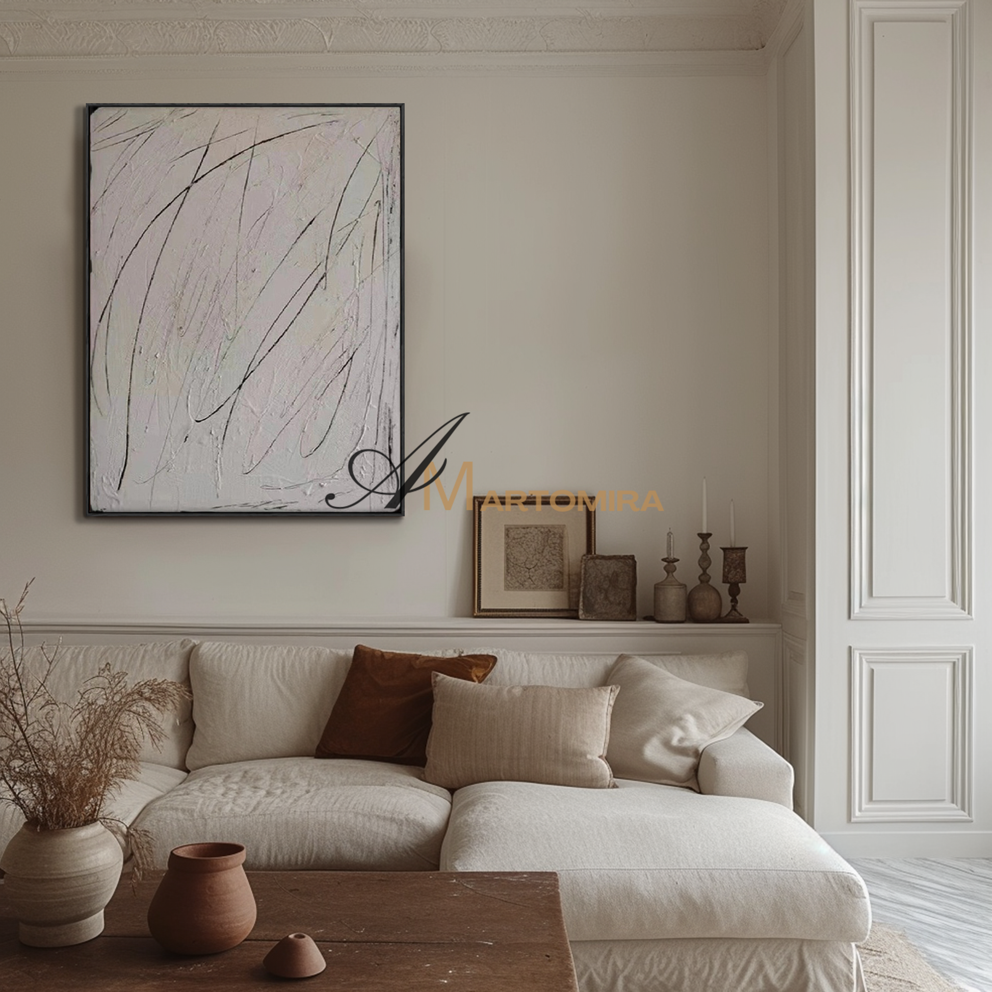 Wabi Sabi Wall Art | Beige Wall Art | Geometric Abstract Wall Art | Abstract Minimalist Wall Art #MF135