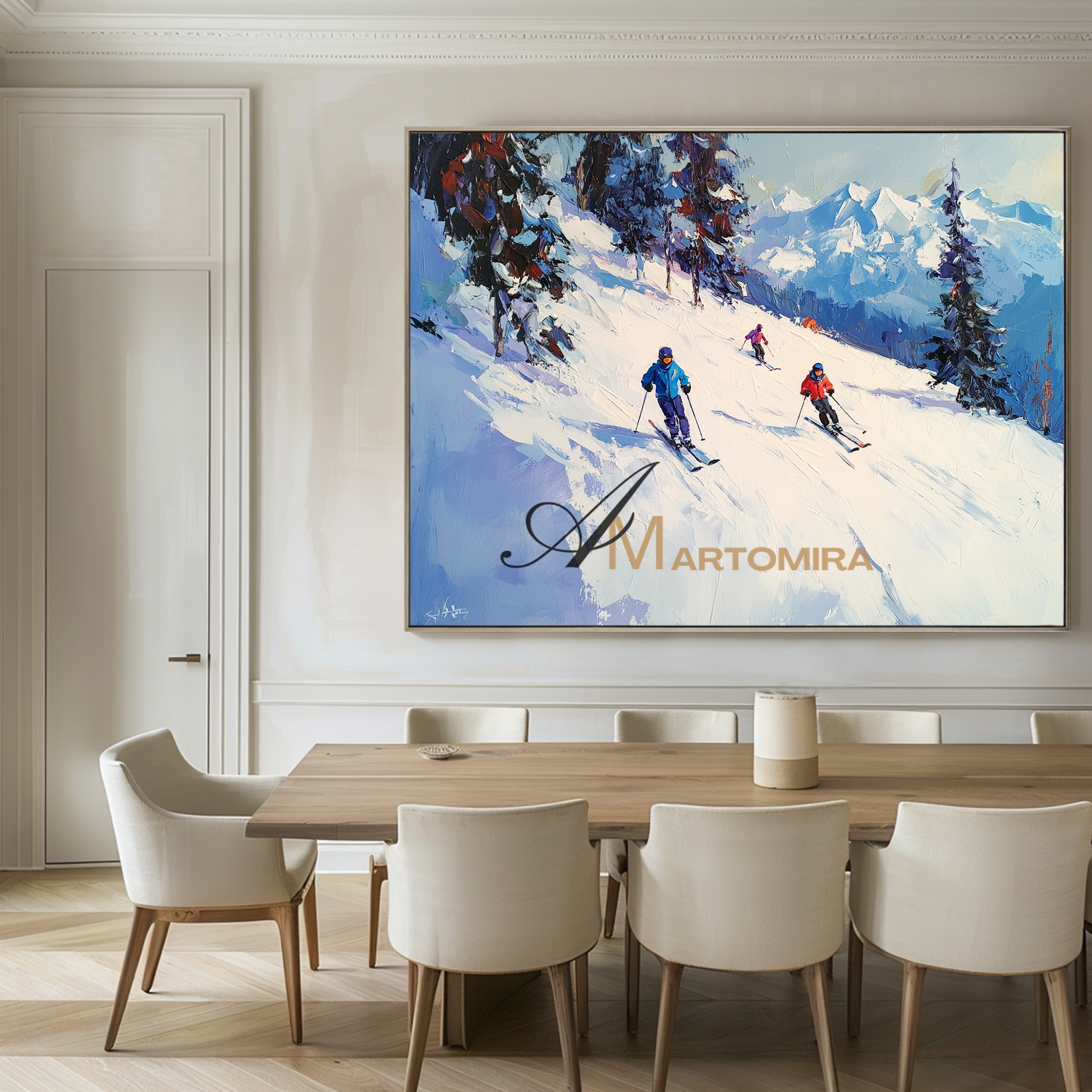 Landscape Wall Art | Snowy Landscape Art | Snow Mountain Painting | Ski Painting | Canvas Painting Wall Decor #CL100