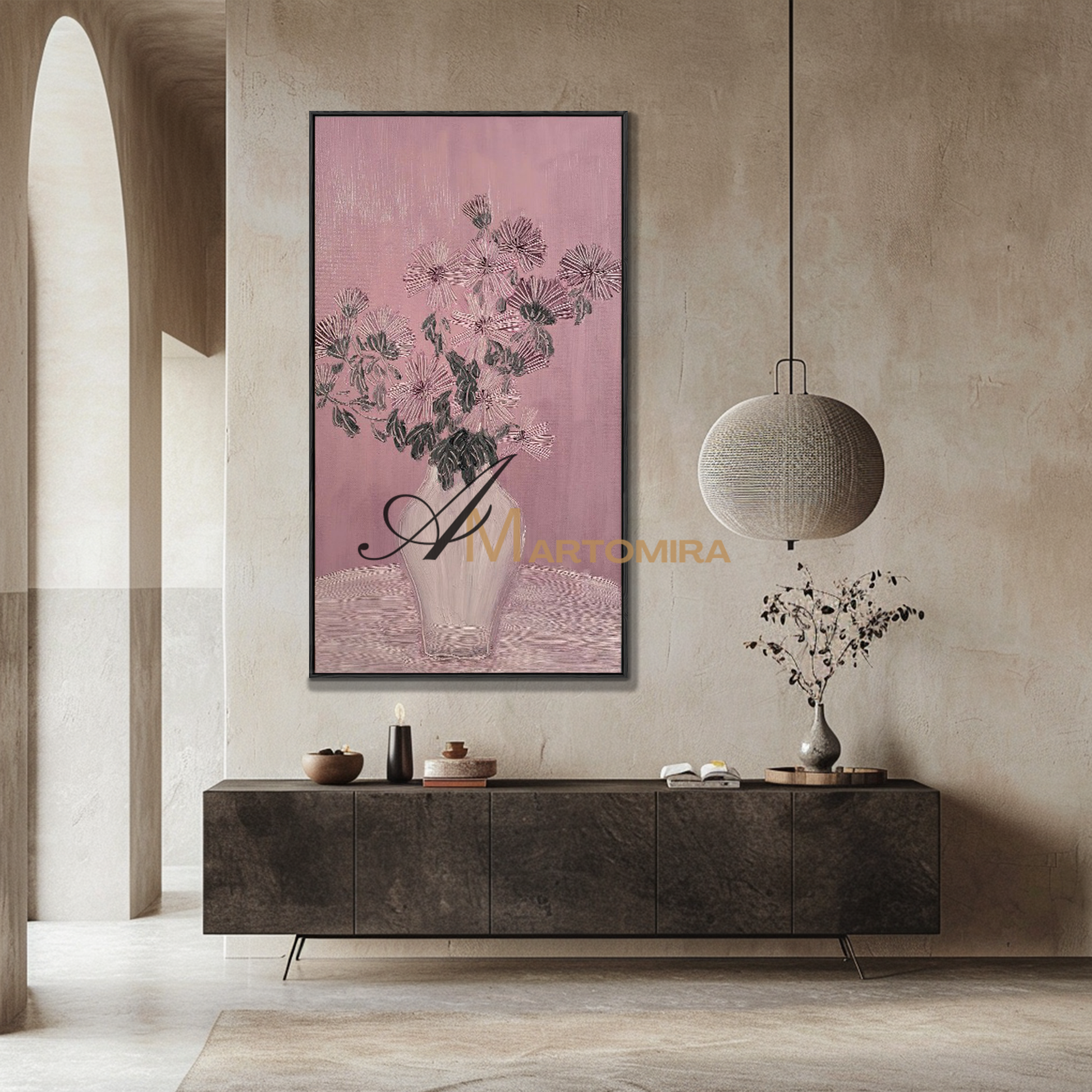 Acrylic Flower Painting | Pink Flower Painting | Floral Wall Art For Living Room #MF101