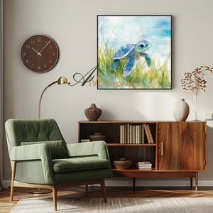 Sea Turtle Painting | Sea Turtle Watercolor Painting | Black And White Paintings | Paintings For Living Room #CA091