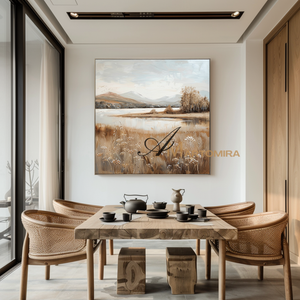 Landscape Art Paintings | Autumn Landscape Art | Mountain Lake Wall Art | Landscape Wall Art For Living Room #CL101