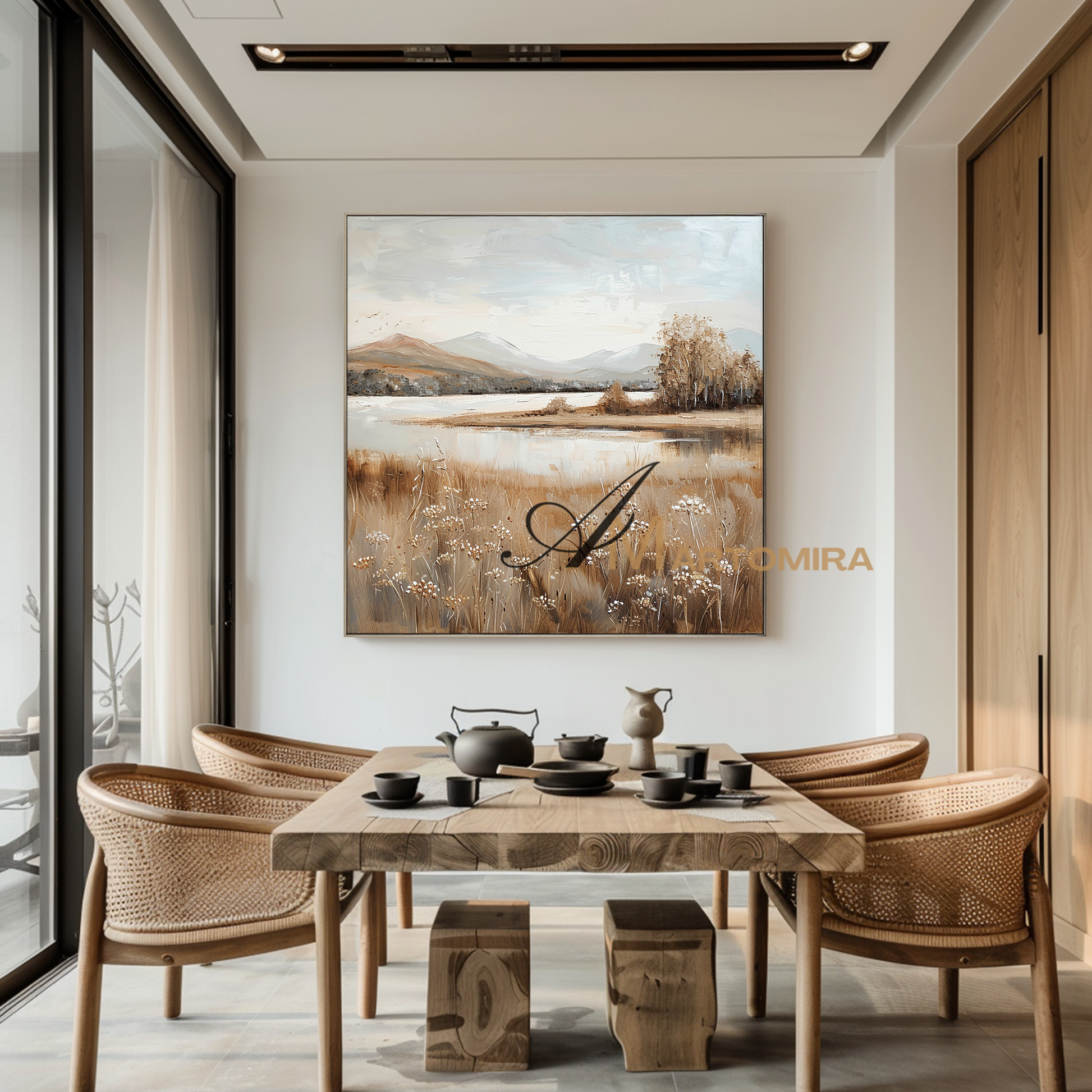 Landscape Art Paintings | Autumn Landscape Art | Mountain Lake Wall Art | Landscape Wall Art For Living Room #CL101