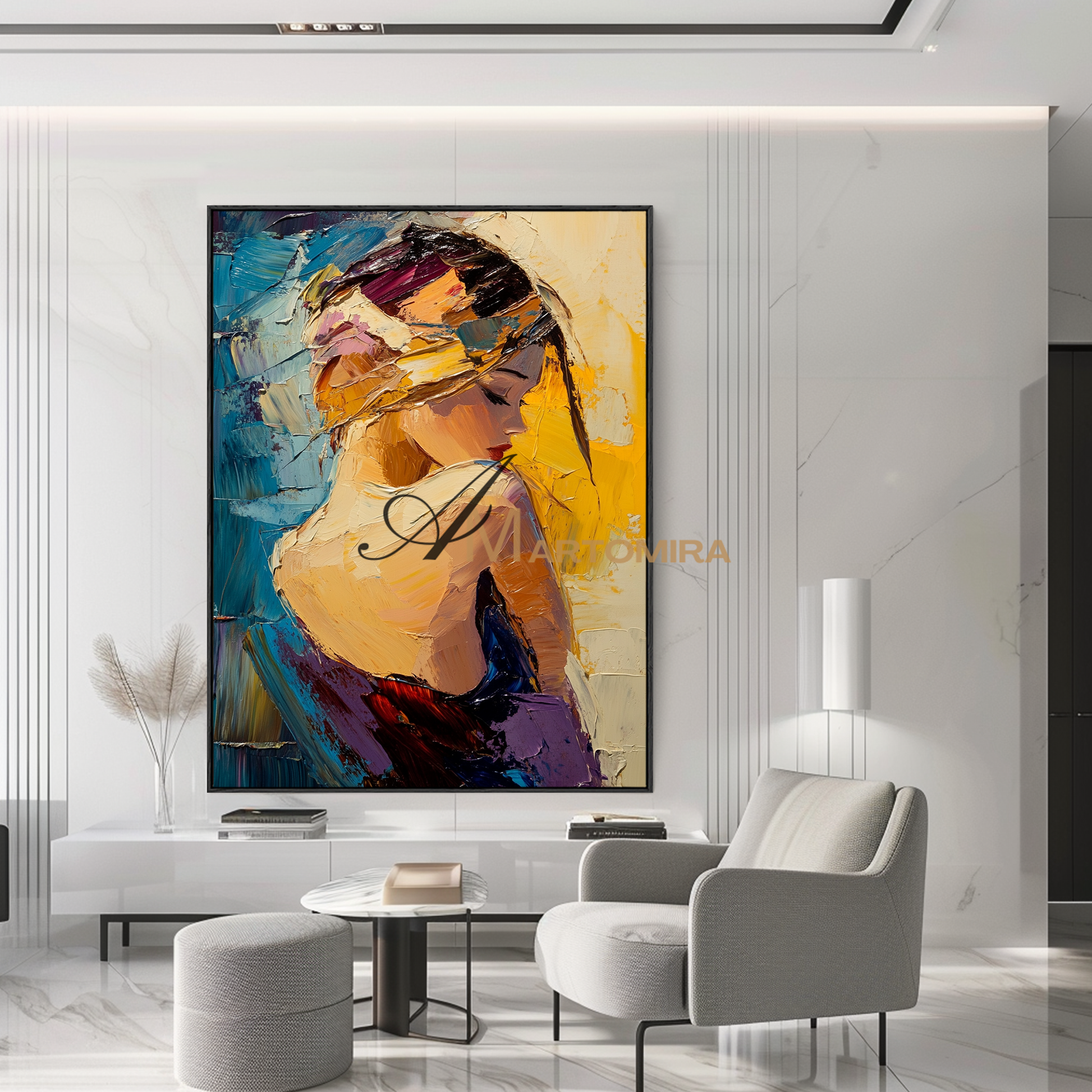 Woman In Gold Painting | Portrait Of A Beautiful Woman | Decorative Wall Art | Wall Decorations #AP134