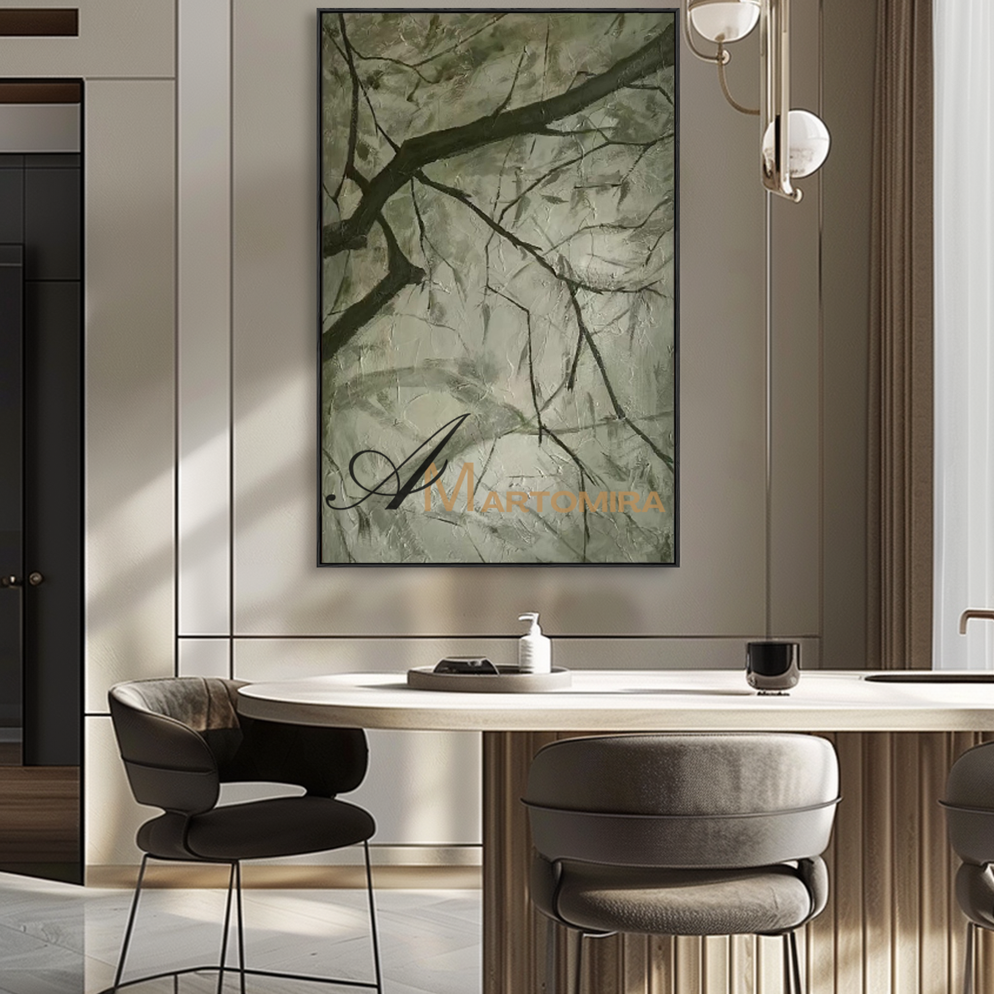 Painting The Tree | Green Wall Art | Abstract Tree Painting | Tree Branch Wall Art #MF084