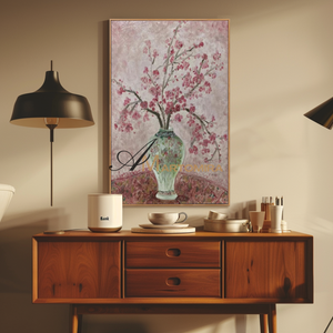 Abstract Floral Painting | Flowers In A Vase Painting | Pink Flower Painting | Canvas Wall Art #MF093