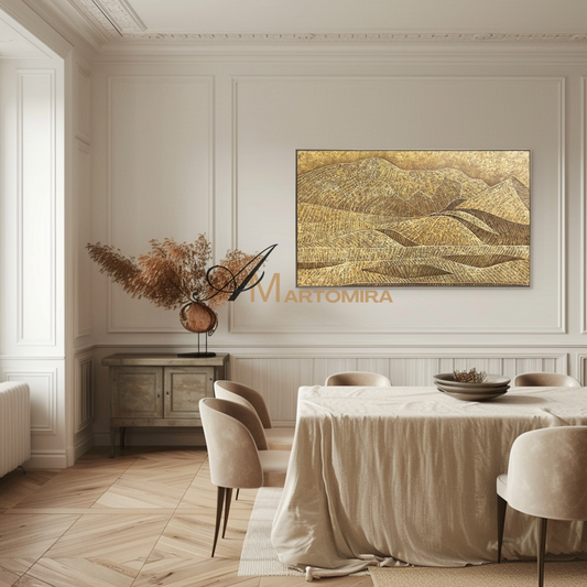 Abstract Landscape Painting | Gold Wall Art | Mountain Landscape | Art Acrylic Wall Art #MF095