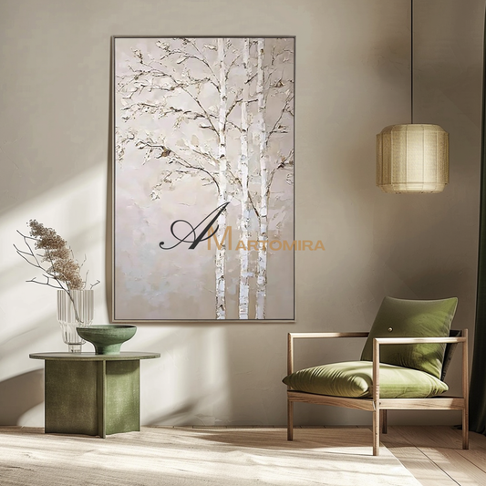 Tree Wall Art | Extra Large Canvas Wall Art | Nature Art Landscape | Beige Wall Art #MF096
