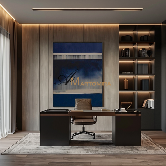 Abstract Wall Art | Abstract Minimalist Art | Black And Blue Abstract Painting | Canvas Paint #MF099