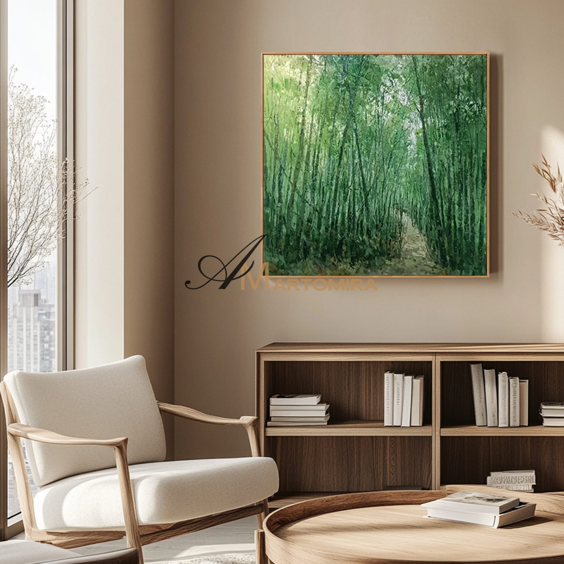 Green Wall Art | Bamboo Wall Art Decor | Large Art For Living Room Walls | Wall Art Decor #MF087
