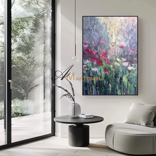 Acrylic Flower Painting | Colorful Wall Art | Floral Wall Art For Living Room | Extra Large Canvas Wall Art #CF103