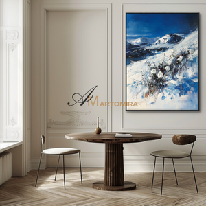 Acrylic Flower Painting | Snow Mountain Painting | Mountain Wall Art | Abstract Floral Wall Art #CF111