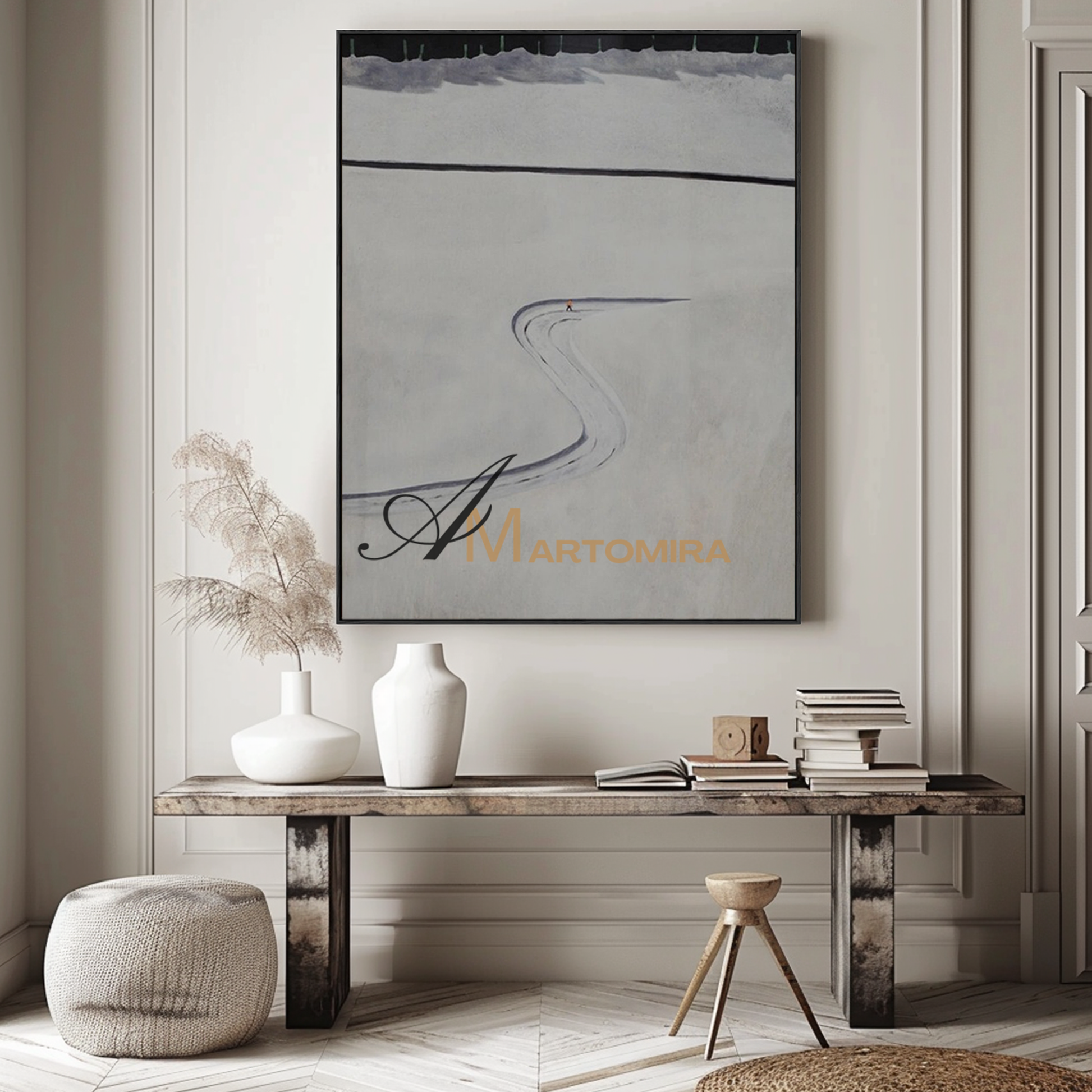 Minimalist Wall Art | Black And White Canvas Art | Abstract Art | Minimalist Wall Art For Living Room #MF105