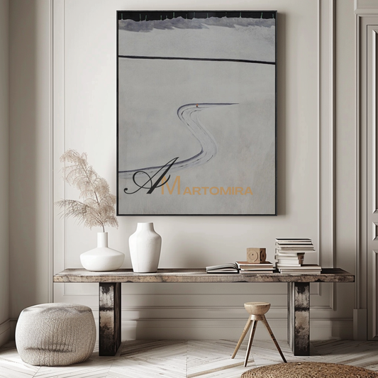 Minimalist Wall Art | Black And White Canvas Art | Abstract Art | Minimalist Wall Art For Living Room #MF105