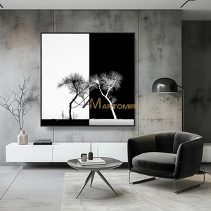 Painting The Tree | Black And White Wall Art | Large Minimalist Wall Art | Modern Art #MF127