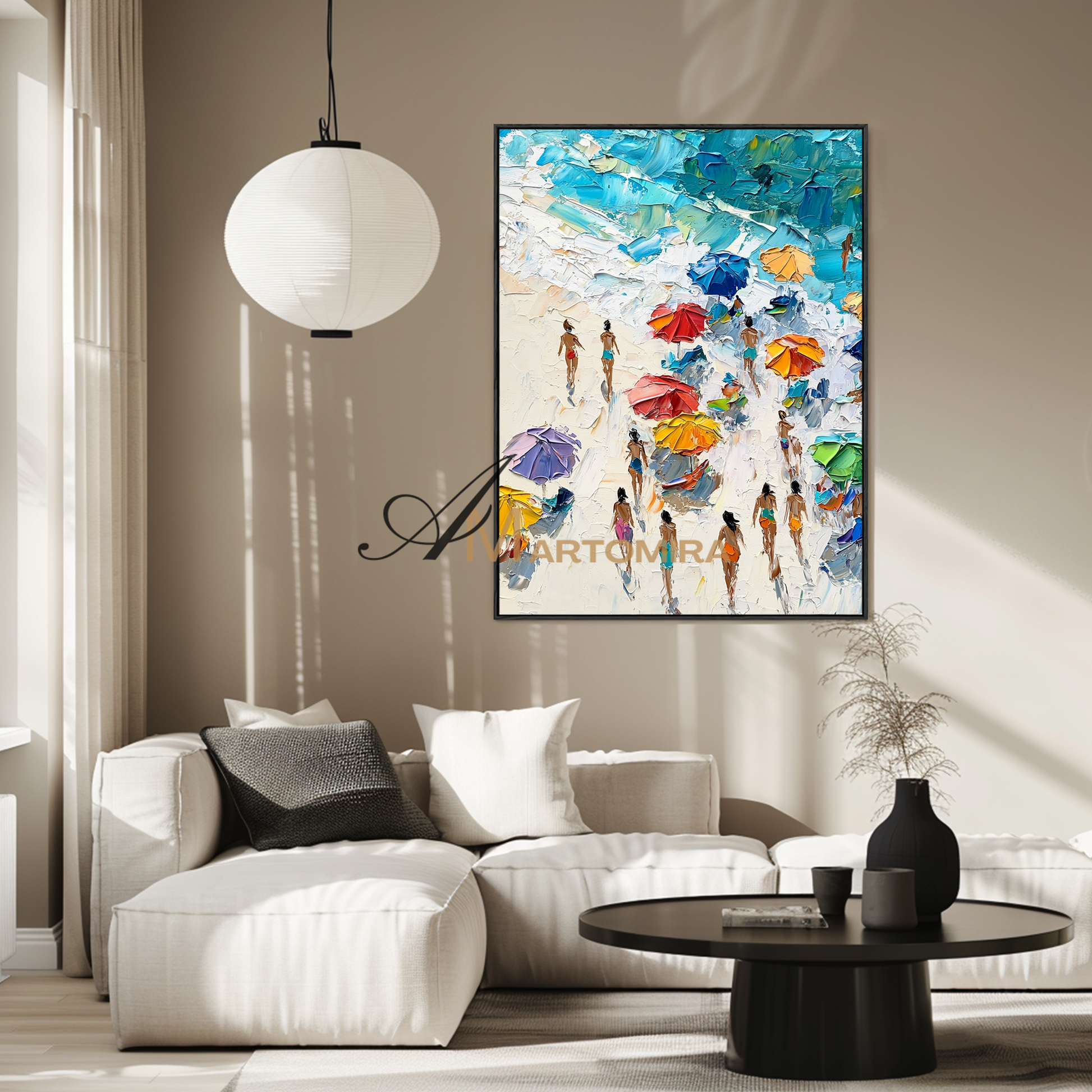 Painting On The Beach | Ocean Wall Art | Beach Landscape Painting | Abstract Painting Of Beach #POS102