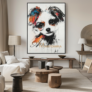 Dog Portrait Painting | Animal Paintings | Animal Wall Art Black And White | Modern Art #CA087